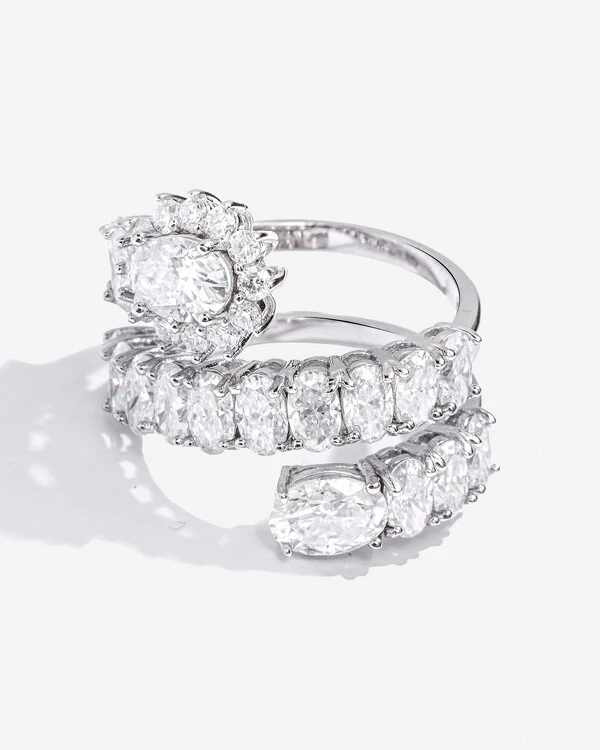 Anel Ajustável Camafeu - Moissanite mm - ct - Prata 925