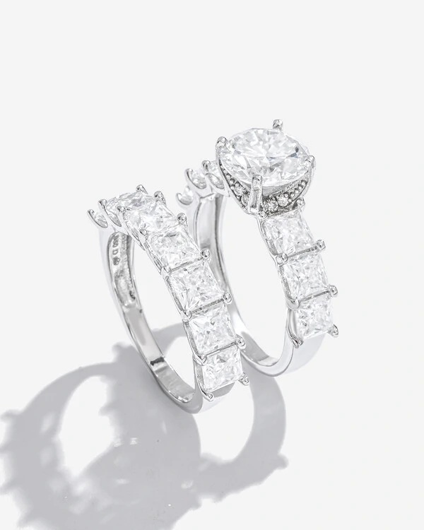 Anel Duplo Josy - Moissanite - 8,5 mm- 7.78ct - Prata 925