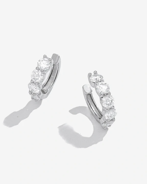 Piercing Duplo Yana Moissanite 3mm - 2ct - Prata 925