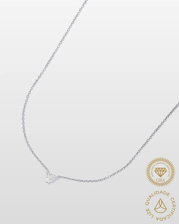 Colar Mona Moissanite - 5 mm - 0.5ct - 3 garras - Prata 925