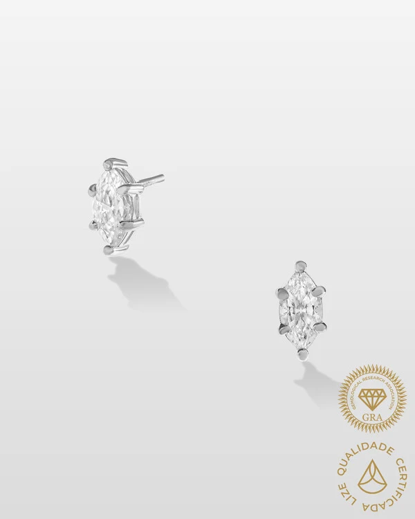 Brinco Pietra (M) Moissanite 4x8mm - 1.0ct - Prata 925
