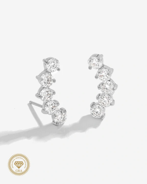 Brinco Ear Cuff Lari Moissanite 4mm - 3.0ct - Prata 925