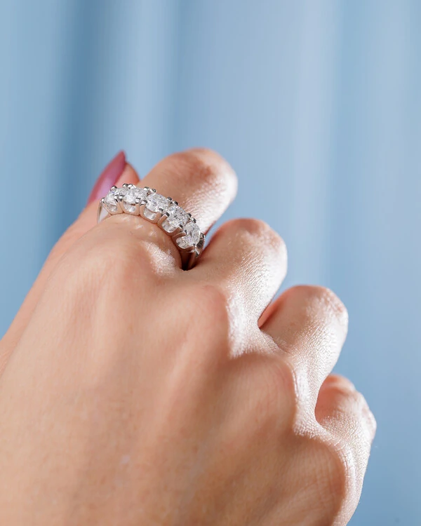 Anel Aparador Princess Moissanite - 5 mm - 4 garras - Prata 925