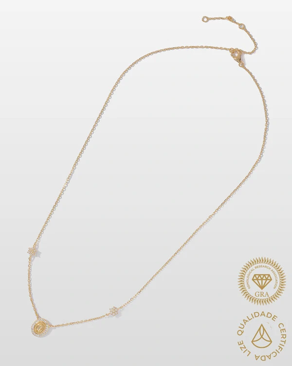 Colar Nossa Senhora das Graças Moissanite 1.2mm- 0.008ct - Prata 925