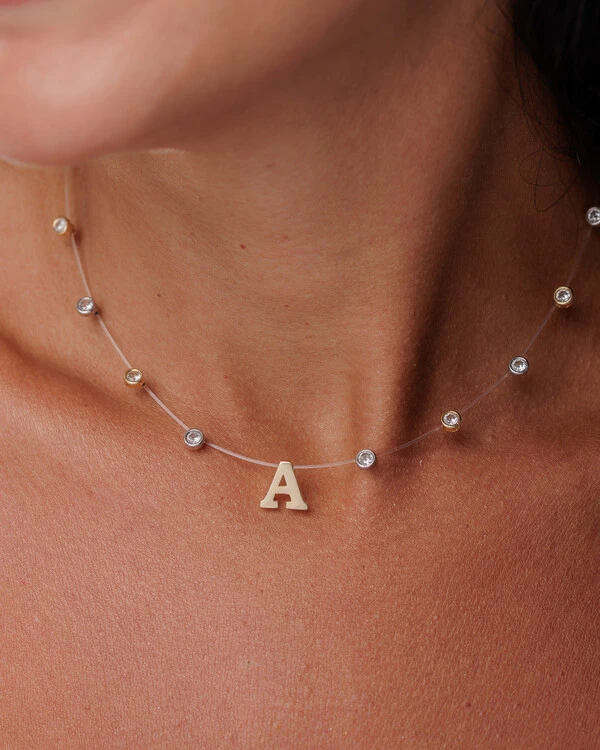 Colar Fio Invisível Inicial Luiza - Personalizado