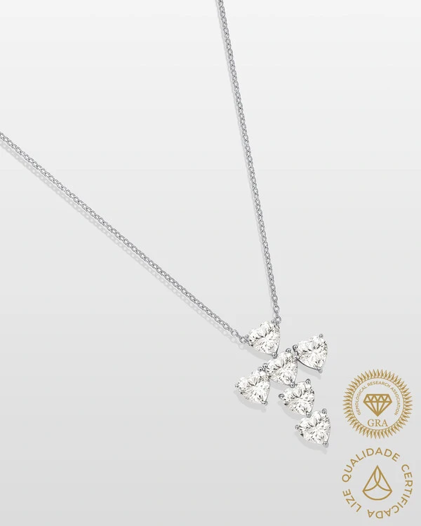 Colar Cruz Bianca - Moissanite - 4.8 ct - Prata 925