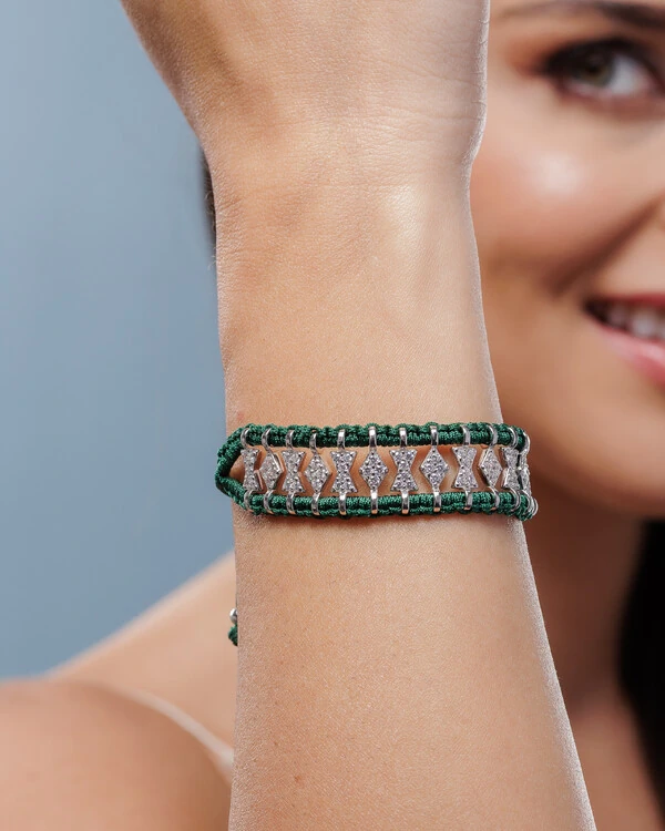 Pulseira Macramê Diamond - Prata 925