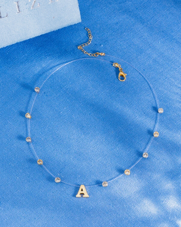 Colar Fio Invisível Inicial Luiza - Personalizado