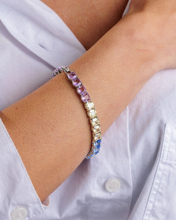 Pulseira Riviera Square Colors - 6mm - 4 garras - 16cm