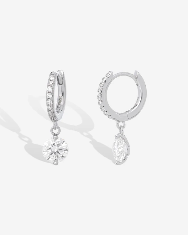 Brinco Argola Cristalle Moissanite - 6 mm - 1.76ct - Prata 925