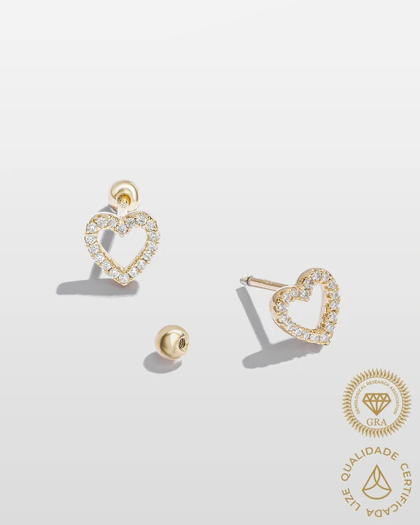 Brinco Coração Lovely Moissanite 0.9mm*36 - 0.144ct - Prata 925