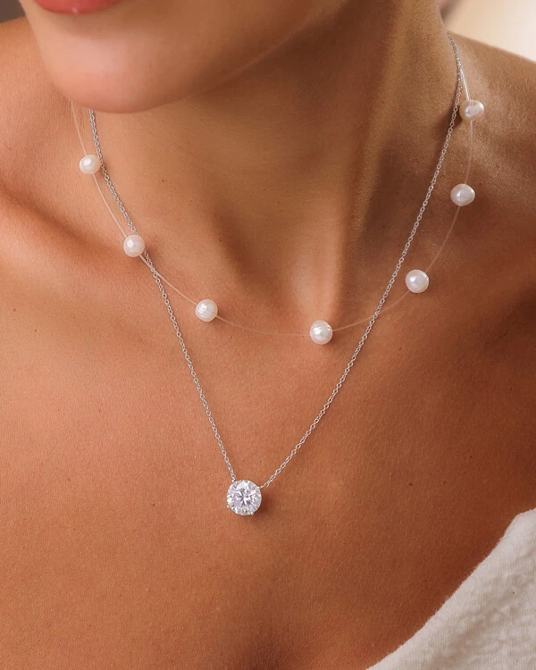 Colar Fio Invisível Pérolas