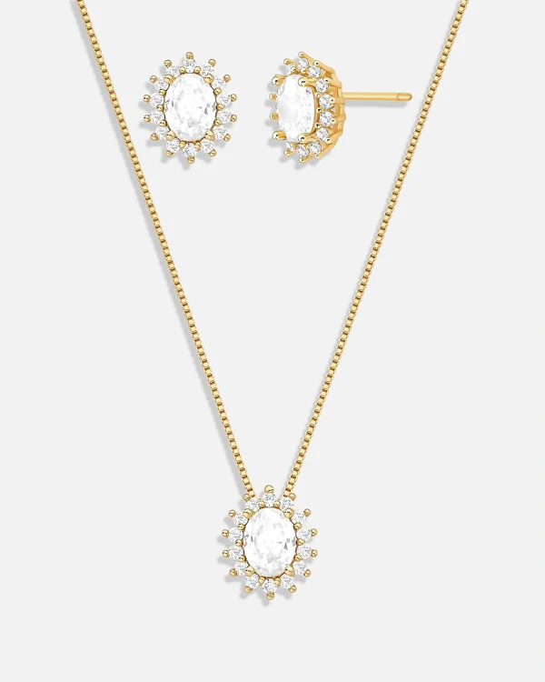 Conjunto Colar e Brinco Oval Mari