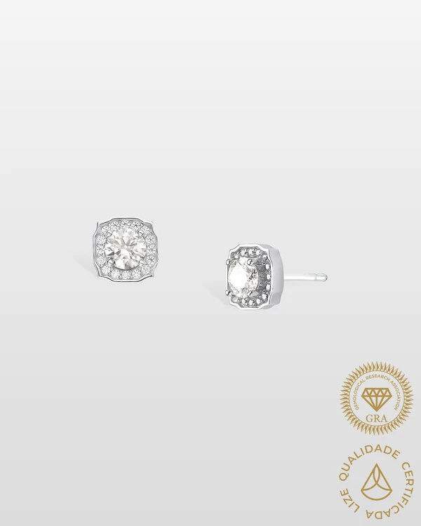 Brinco Selena Moissanite - 5 mm - 0.5ct - Prata 925