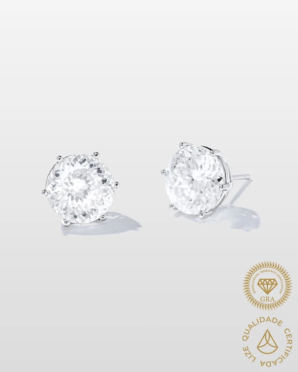 Brinco Évora Moissanite - 11mm - 5.0 ct - Prata 925