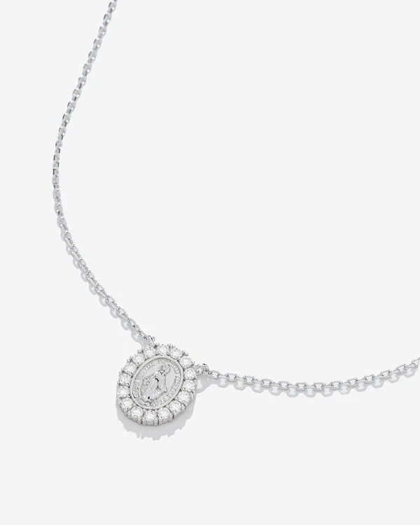 Colar Moissanite Medalha Milagrosa - Moissanite 09ct - Prata 925
