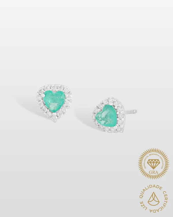 Brinco Coração Beatrice Moissanite 1.1mm - 0.17ct - Prata 925