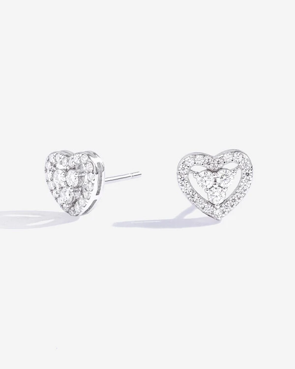 Brinco Giovanna - Moissanite Coração 3 mm- 0.1ct - Prata 925