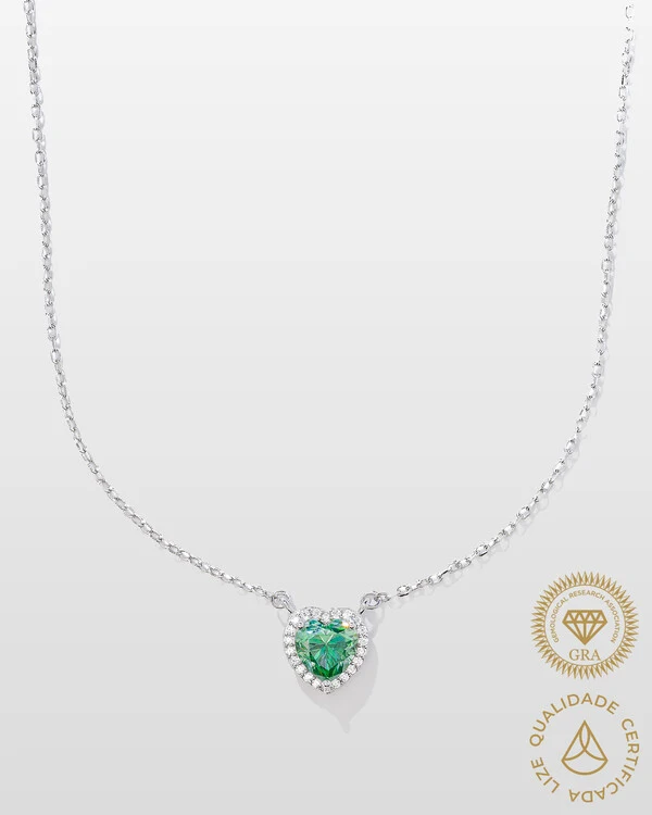 Colar Moissanite Claire - 8 mm - 1,2ct - 3 garras - Prata 925