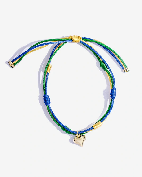 Pulseira Fio de Seda Coração Brasil