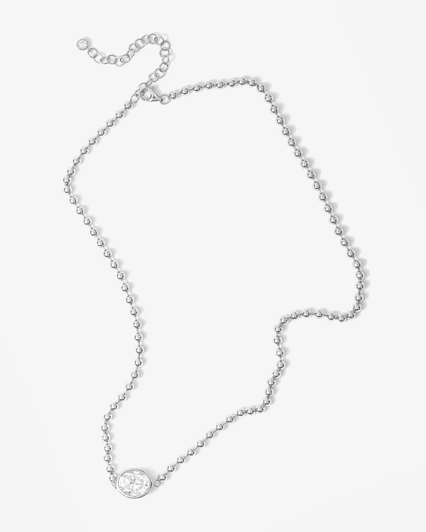 Colar de Bolinhas Kelly - Moissanite 8 mm x 10 mm - 3ct - Prata 925