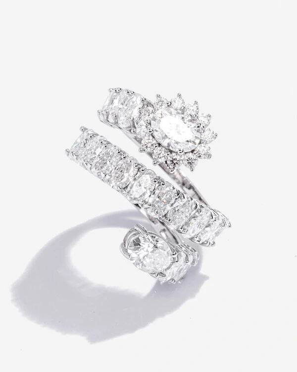 Anel Ajustável Camafeu - Moissanite mm - ct - Prata 925