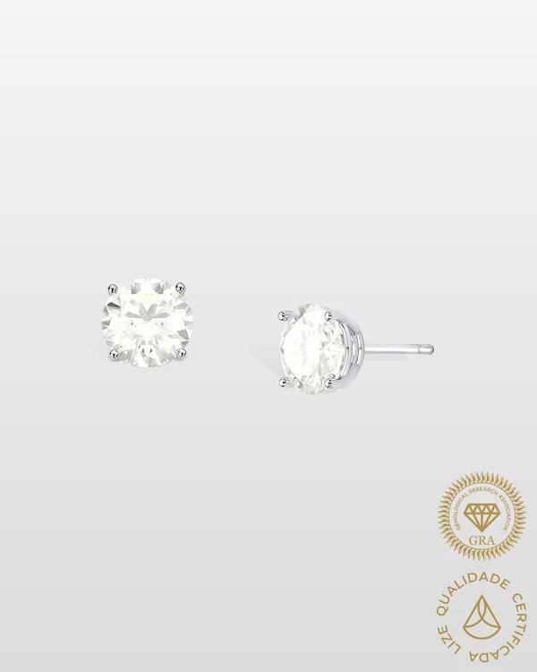 Brinco Ponto de Luz Moissanite 10 mm - 4.0ct - Prata 925
