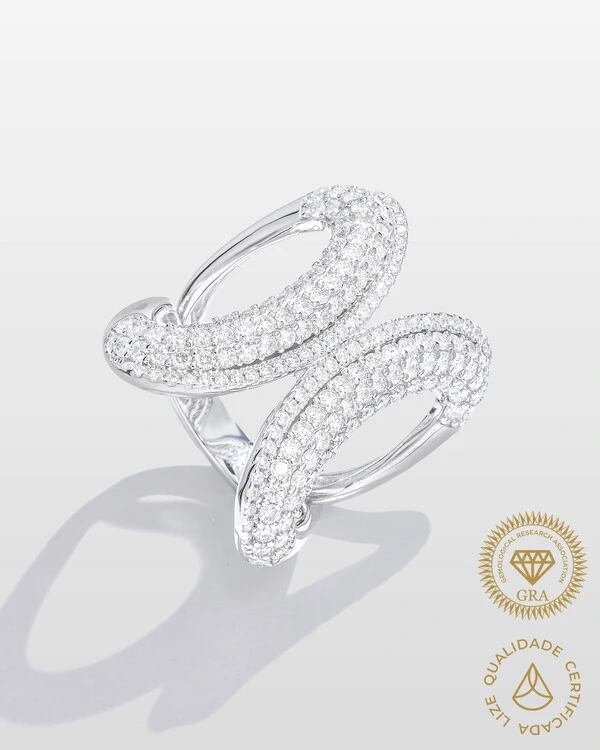 Anel Glam Infinity - Moissanite - 1,5 mm- 2.12ct - Prata 925