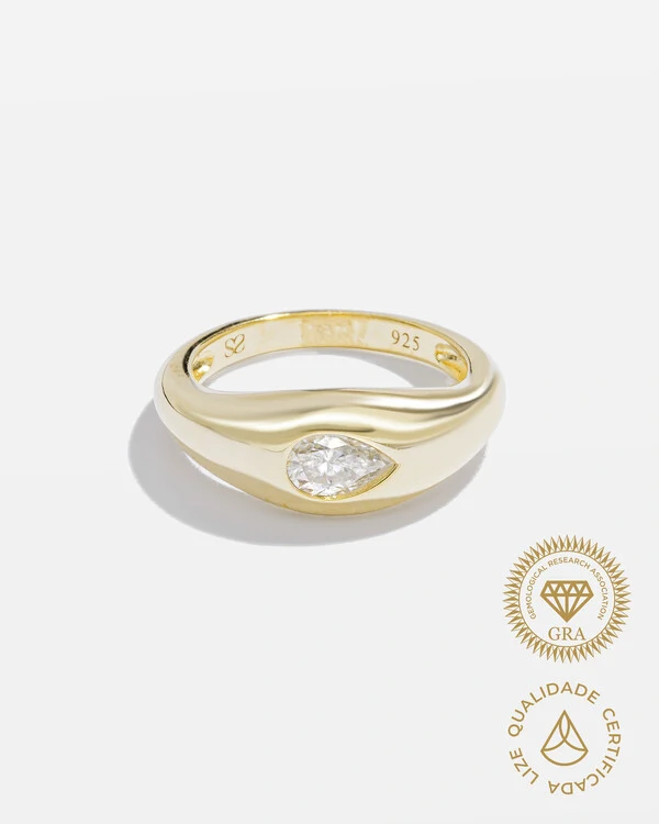 Anel Mindinho Sunny Moissanite - 4*6 mm- 0.5ct - Prata 925