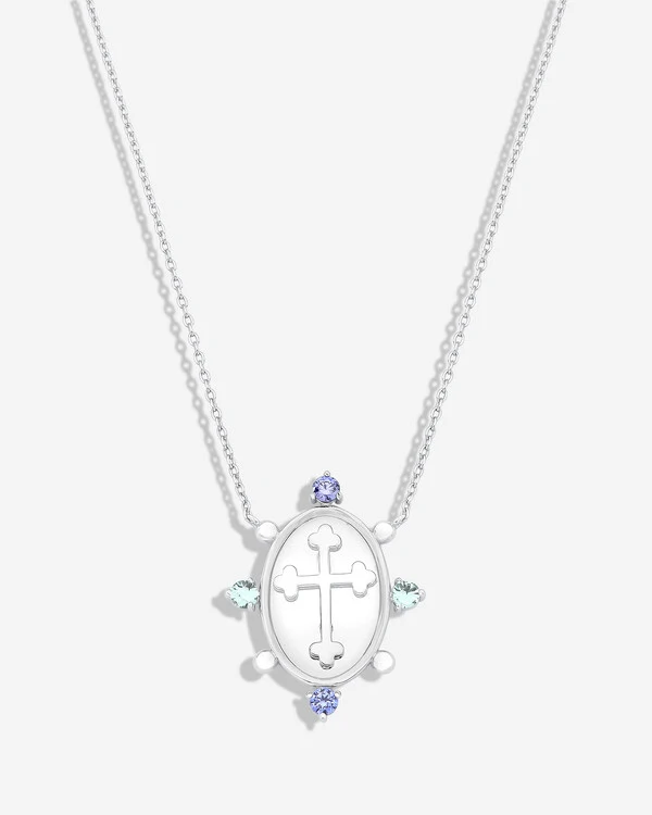 Colar Medalha Cruz Trevo - Prata 925