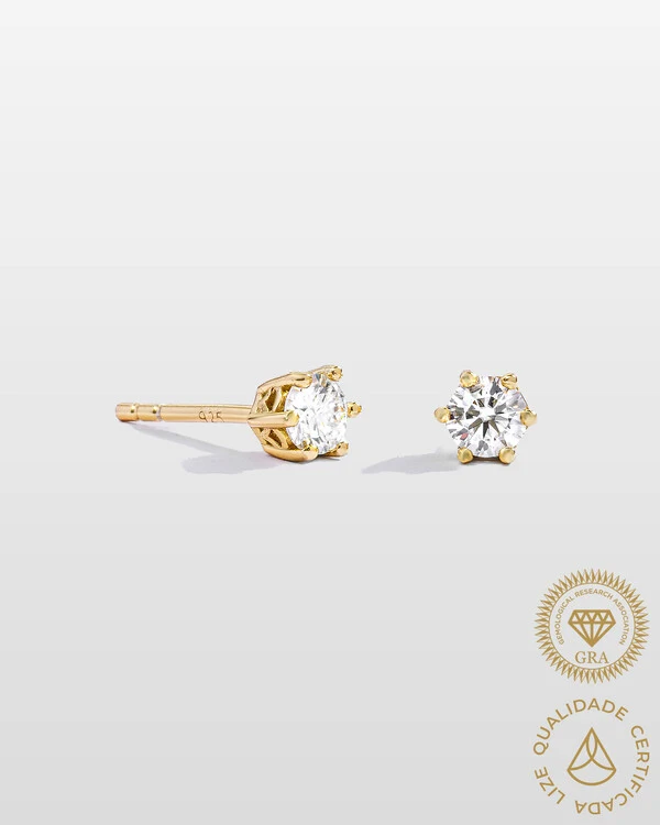 Brinco Emily - Moissanite 3,8 mm - 0.2ct - - Prata 925