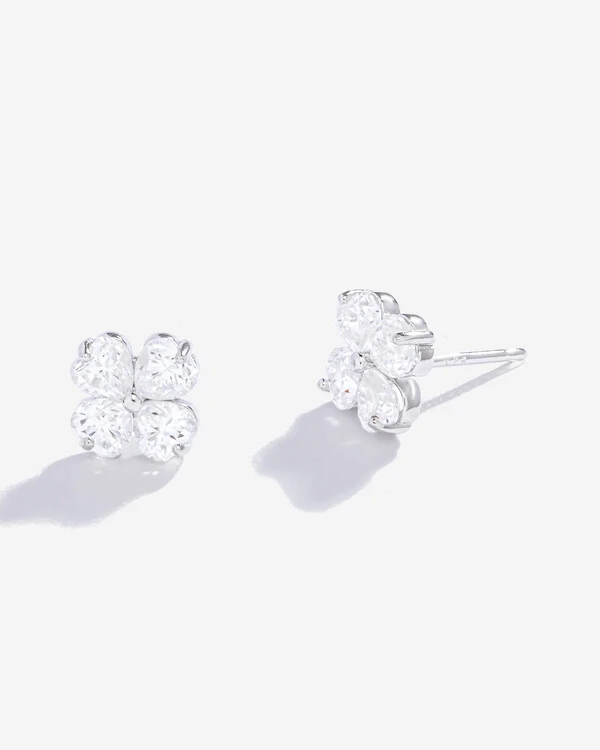 Brinco Trevo Moissanite P- 4x4mm 2.4ct- Prata 925
