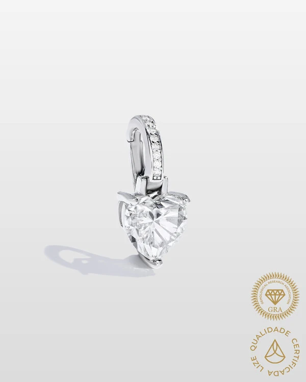 Pingente Elina - Moissanite 8 x 8 mm- 2.04ct - Prata 925
