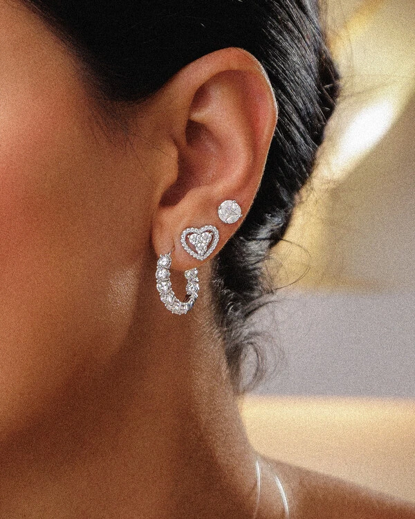Brinco Gisela - Moissanite Coração 3 mm- 0.1ct - Prata 925