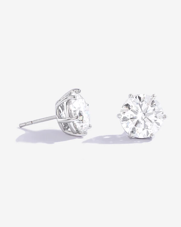 Brinco Solitário Glitz - Moissanite 11 mm - 10ct- 6 Garras - Prata 925