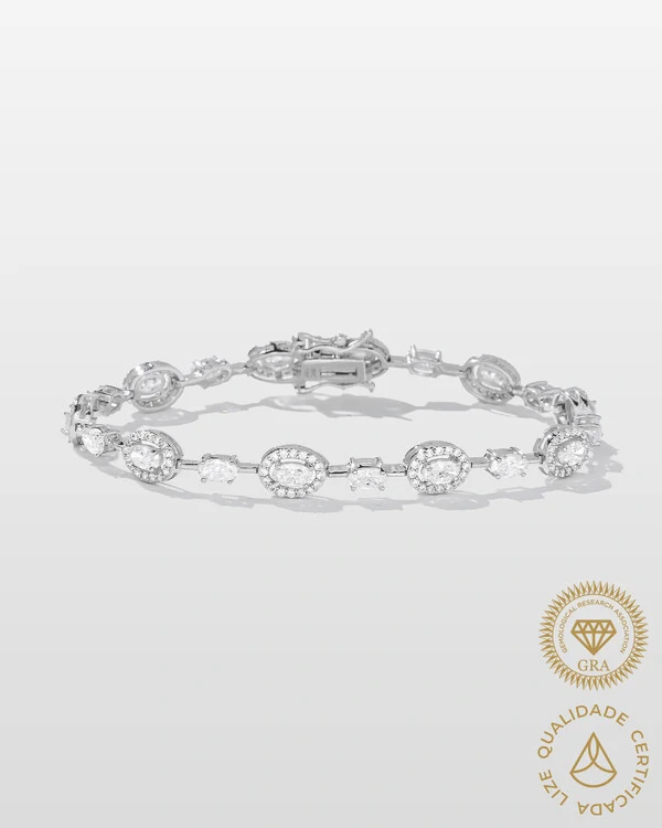 Pulseira Riviera Arles Moissanite 17,5cm - 6,7ct - Prata 925