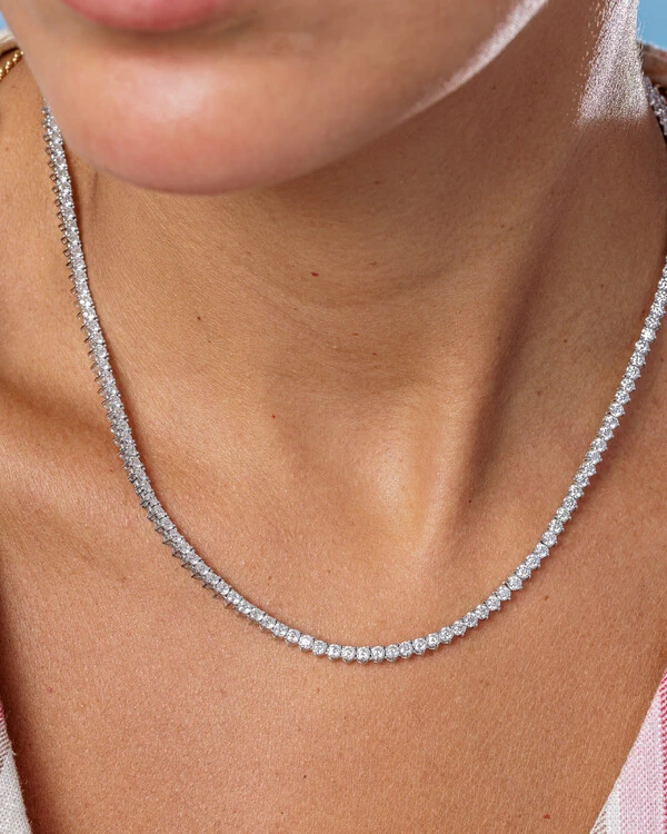 Colar Riviera Moissanite - 2,5 mm - 3 garras - 42 cm -Prata 925