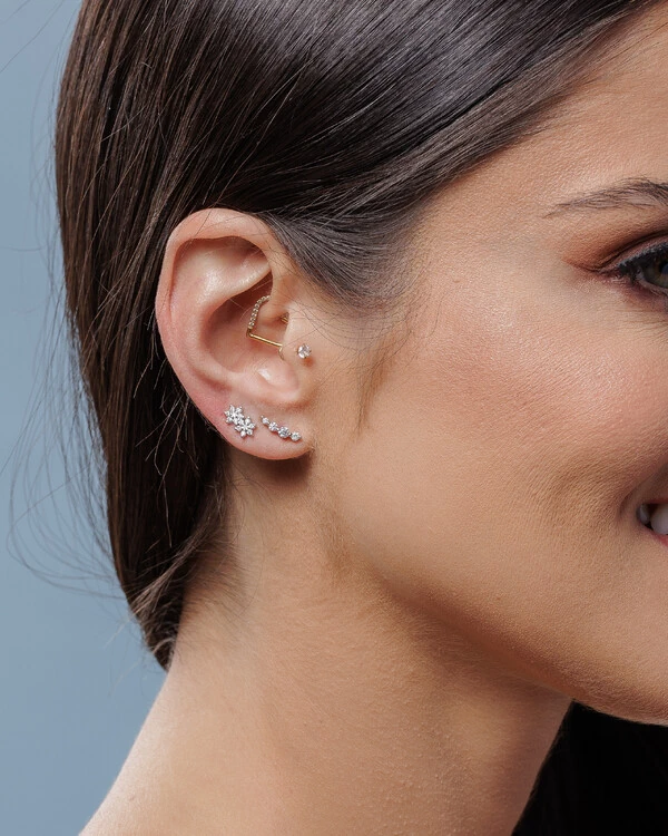 Brinco Ear Cuff Jolie - Moissanite 2 mm - 0.3ct - Prata 925