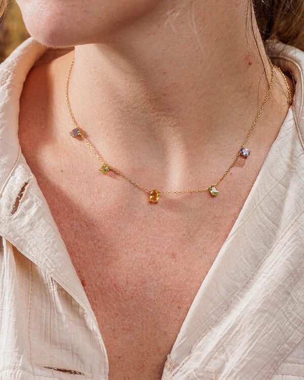 Colar Leticia Oval Colors Gold - Prata 925