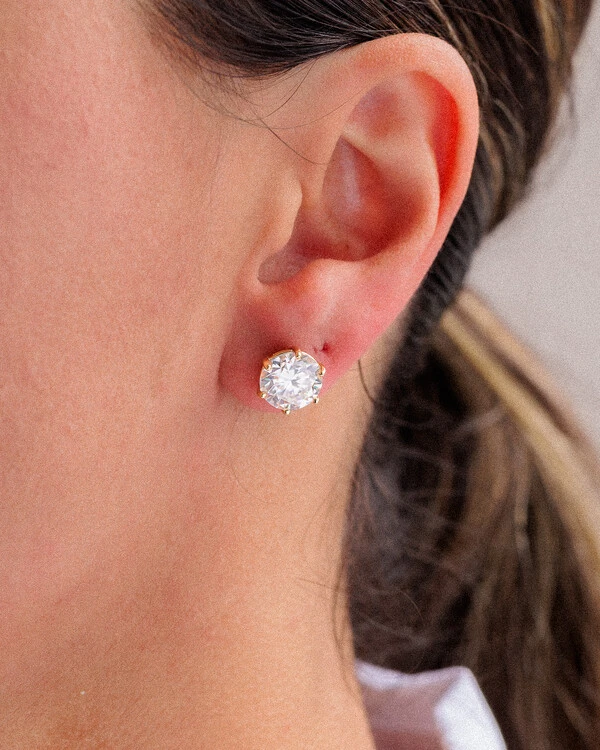 Brinco Glitz - Moissanite 9,5 mm - 7.0ct - 6 garras - Prata 925