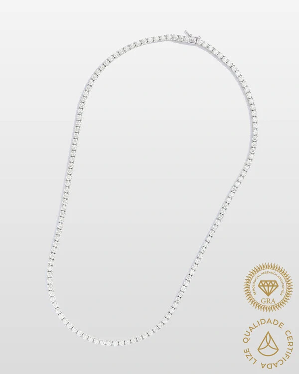 Colar Riviera Moissanite - Prata 925 (40 cm - 3mm - 4 garras)