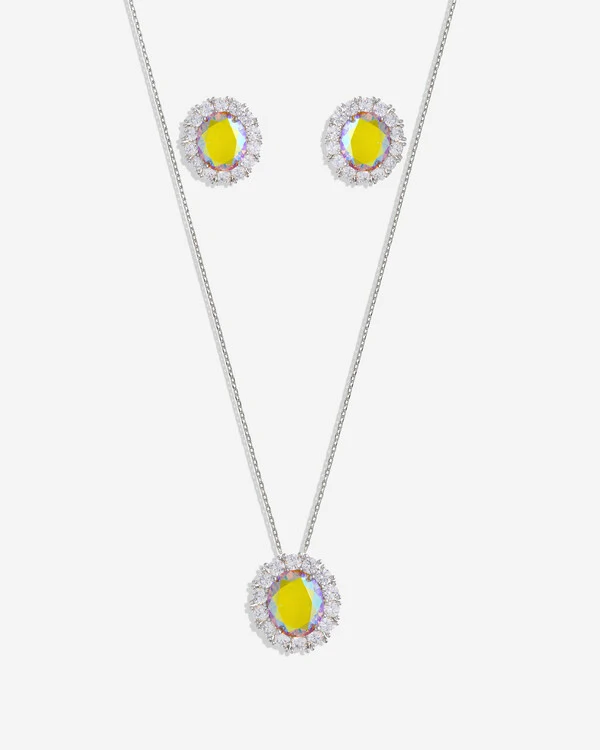 Conjunto Colar e Brinco Holográfico Sun
