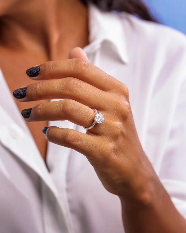 Anel Solitário Moissanite 10 mm- Prata 925
