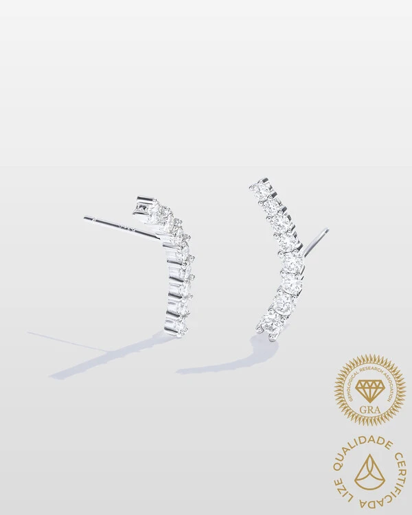 Brinco Ear Cuff Line- Moissanite - 2,5 mm- 0,69 ct - Prata 925