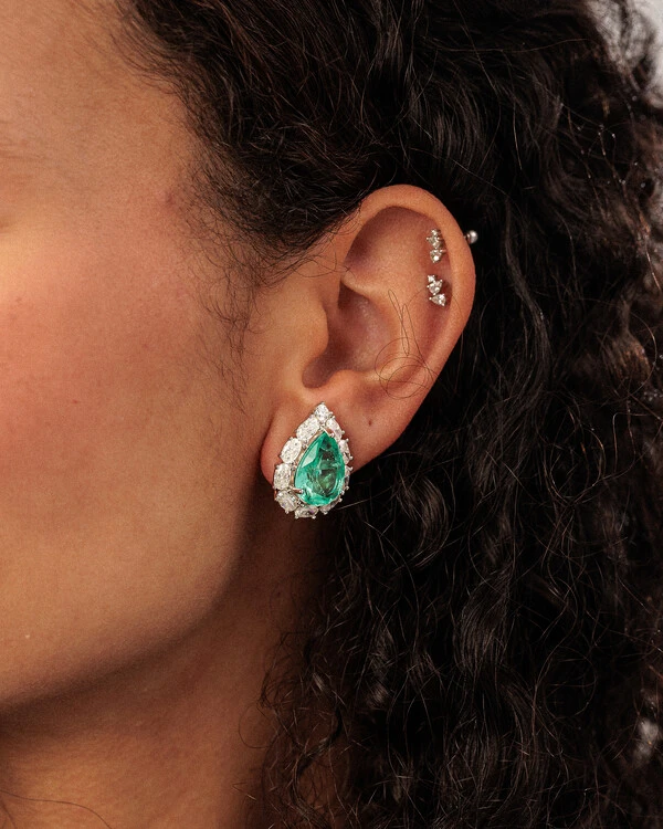 Brinco Gota Beatrice Moissanite 3 x 5 mm - 5.4ct - Prata 925