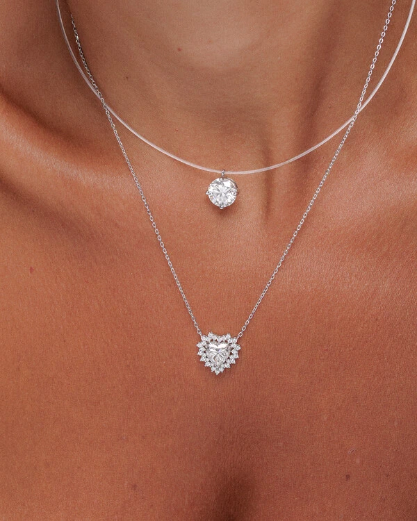 Colar Coração Grace - Moissanite 0.8 mm - 2.53ct - Prata 925
