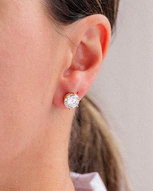 Brinco Glitz - Moissanite 9,5 mm - 7.0ct - 6 garras - Prata 925