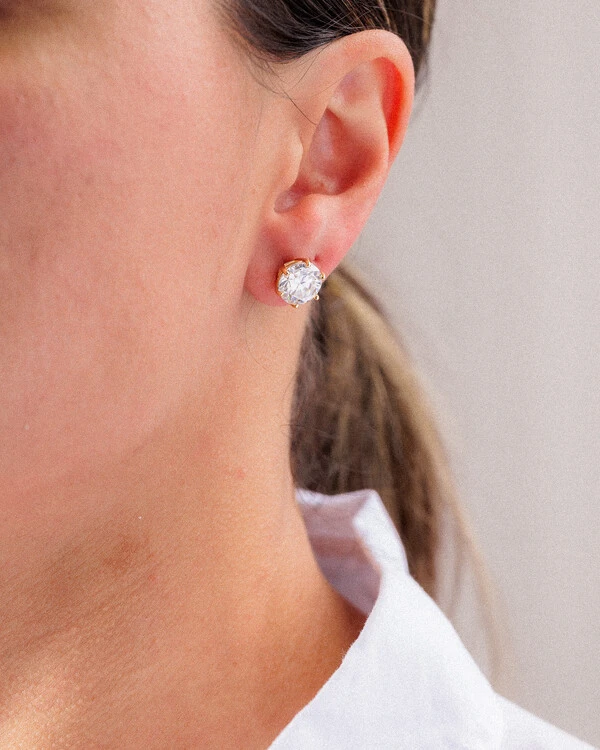 Brinco Glitz - Moissanite 9,5 mm - 7.0ct - 6 garras - Prata 925