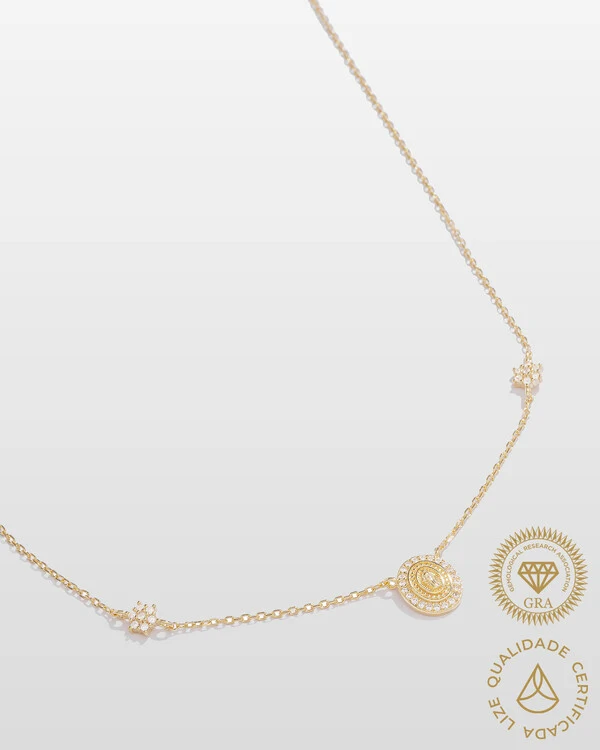 Colar Nossa Senhora das Graças Moissanite 1.2mm- 0.008ct - Prata 925