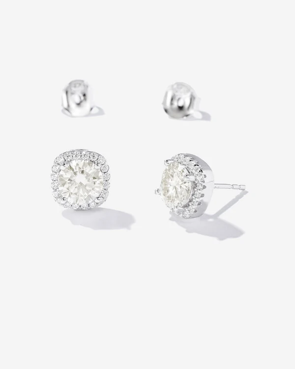 Brinco Ninfea Moissanite - 6,5 mm - Prata 925